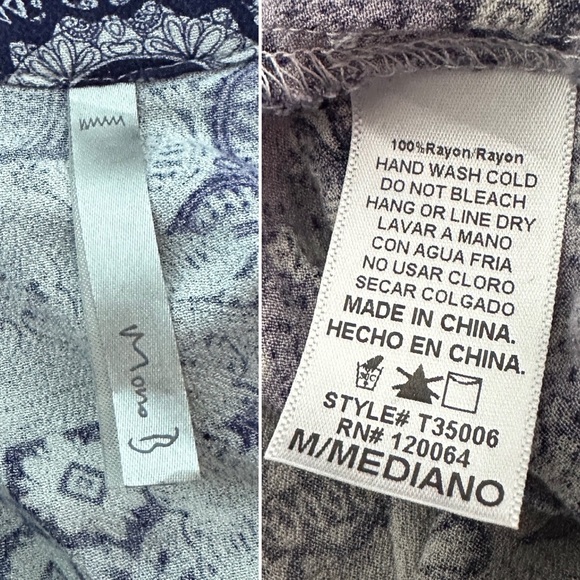 Mono B Purple White Boho Surplice Patterned Tie Up Top Women’s Size Medium - Picture 16 of 16